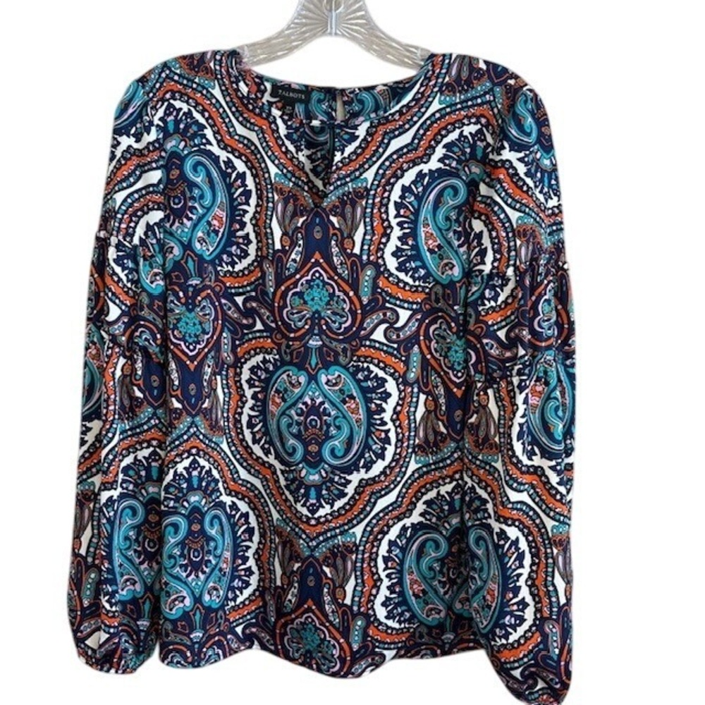 Talbots Women's Multicolor Paisley Print Long Sleeve Tunic Blouse XS